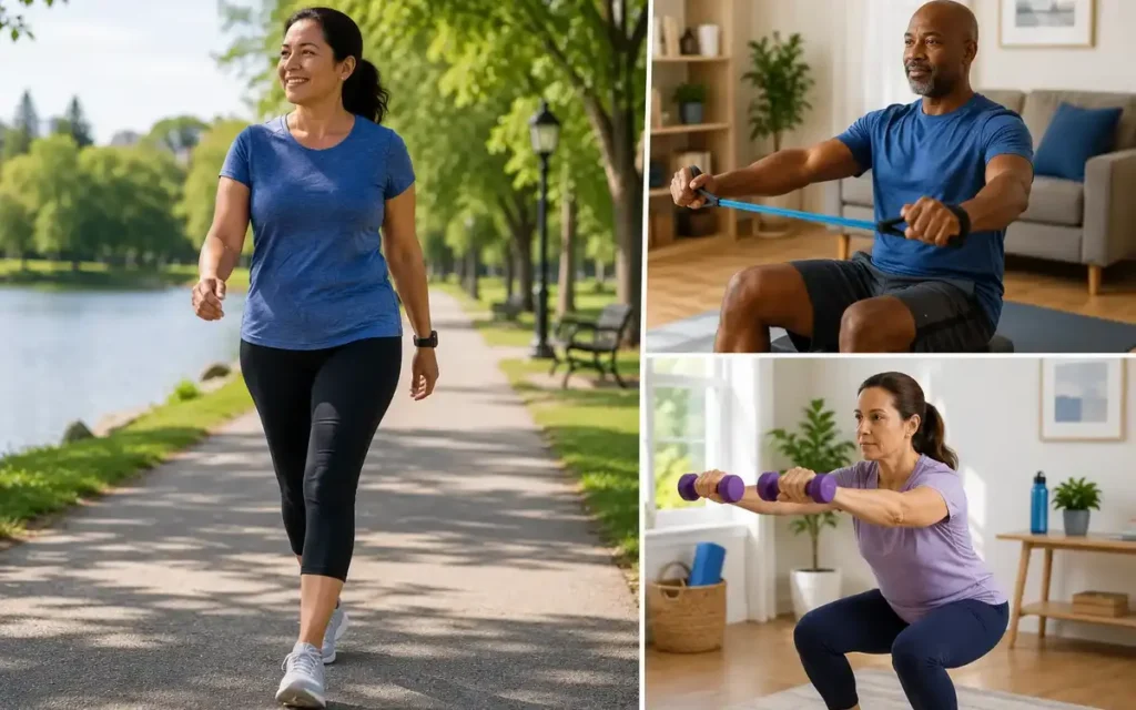 Walking and strength exercise for healthy weight management